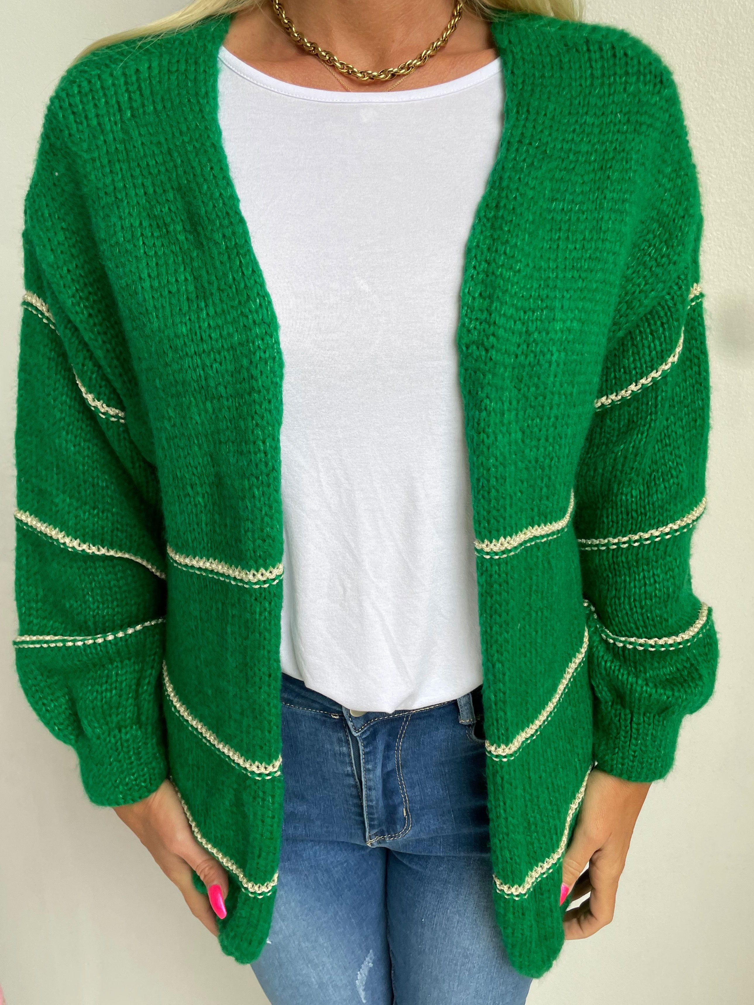 Yanira - Strikket cardigan med guldstriber